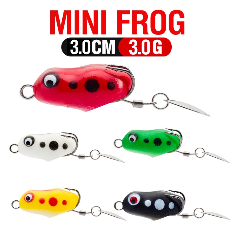 Umpan Pancing Soft Bait Bentuk Katak Ukuran 3cm / 3g Dengan Kail Ganda 5 Warna