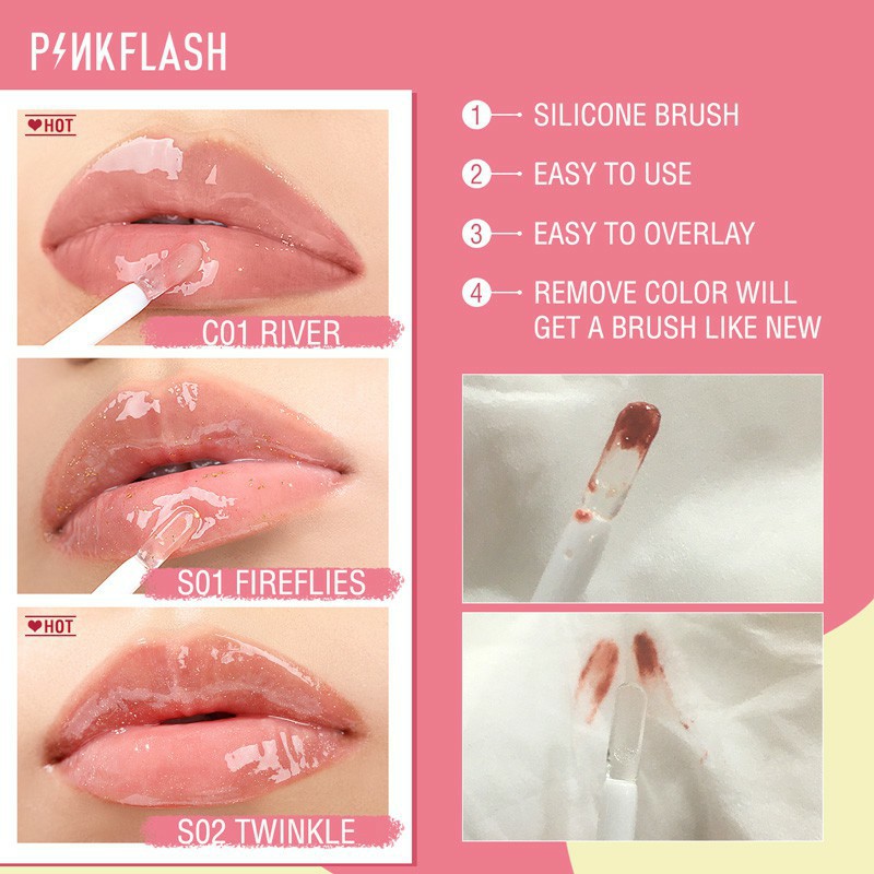 Celebshine PINKFLASH Lip Gloss Pelembab Berkilau Untuk Perawatan Bibir