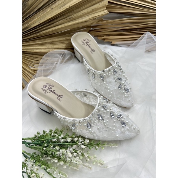 RAFAiZOUTFIT SEPATU wedding shoes hells sepatu cantik sintya white tinggi 5cm tahu