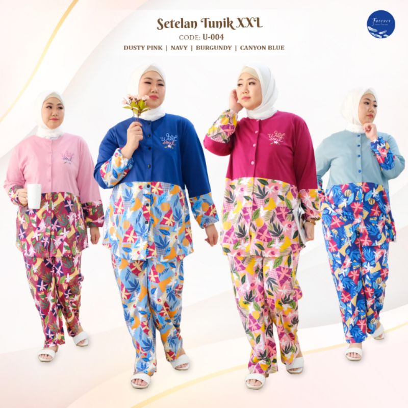 FOREVER - TUNIK XXL | BABYDOLL TUNIK JUMBO | BAJU TIDUR CANTIK | SETELAN BAJU RUMAHAN ADEM | SETELAN