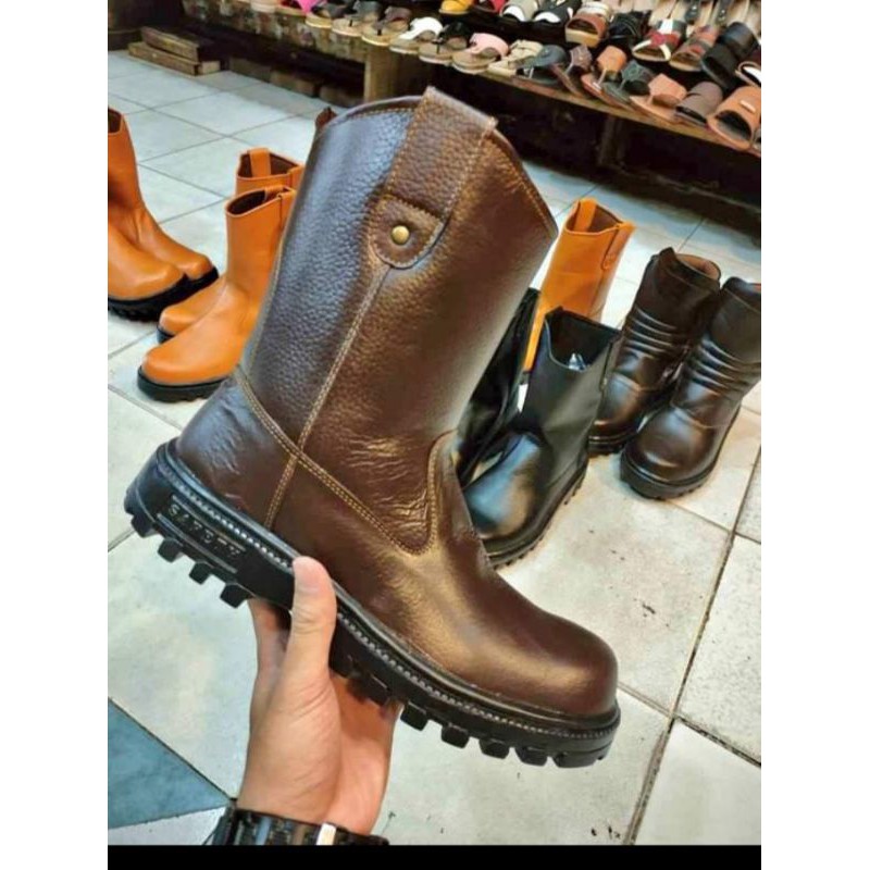 sepatu septi lodong ujung besi kulit full sapi