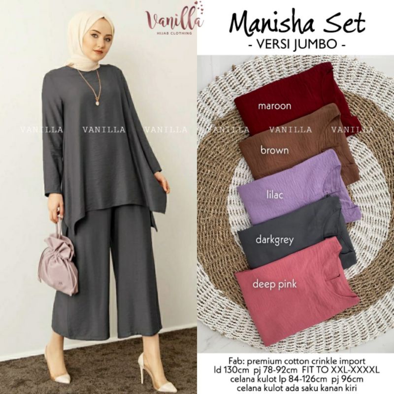 [READY] MANISHA SET JUMBO A VANILLA / MANISA JUMBO SET ONESET KATUN CRINKLE SETCEL BABYDOLL LD130