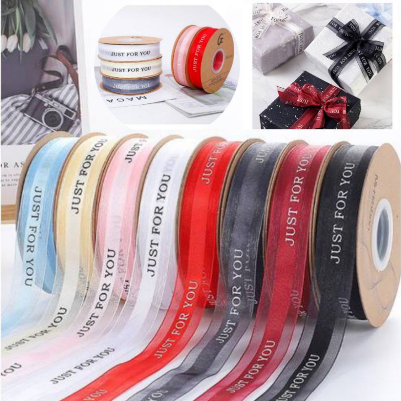 

Dhiya Florist - Pita Just For You Organza Ribbon 25 mm Per Yard ( 90 cm) Pita Parcel Gift Hampers Pita Organdi Ribbon 2,5 cm DIY Crafts Grossgrain Tapes Card Wrapflower Bouquet Dekorasi Kado