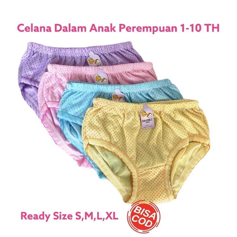 1 Lusin CD Celana Dalam Anak Bayi Perempuan Cewek Katun Adem Celana Dalam Boxer Anak Perempuan 1 2 3 4 5 Tahun Isabel Polkadot