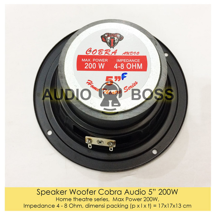 Speaker Woofer 5 inch Cobra Audio 5" 5in 200 watt 4-8 Ohm