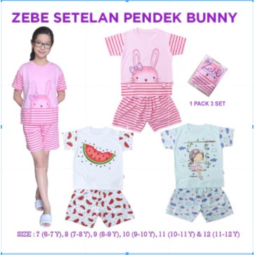 SALE Zebe Setelan Pendek Swan Edition 6-12 Thn CherrryBabyKidsshop