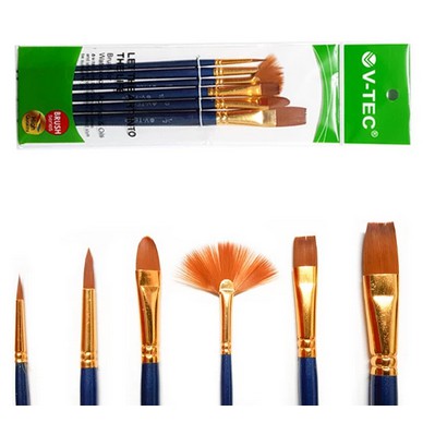 V-tec Artist Brush A0342 Set 6 / Kuas Lukis V-tec set 6