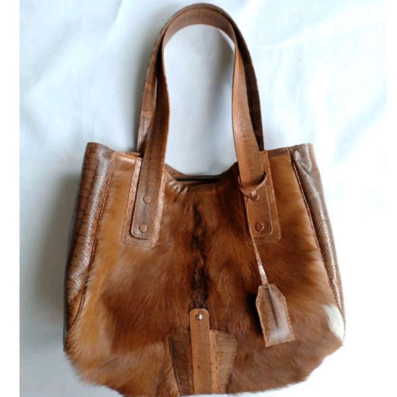 tas kulit ular bulu kambing asli