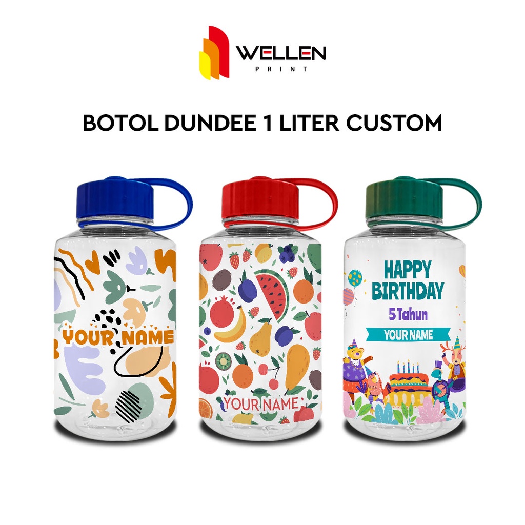 WELLEN PRINT - Tumbler dundee print custom nama / cetak souvenir botol minum 1 liter