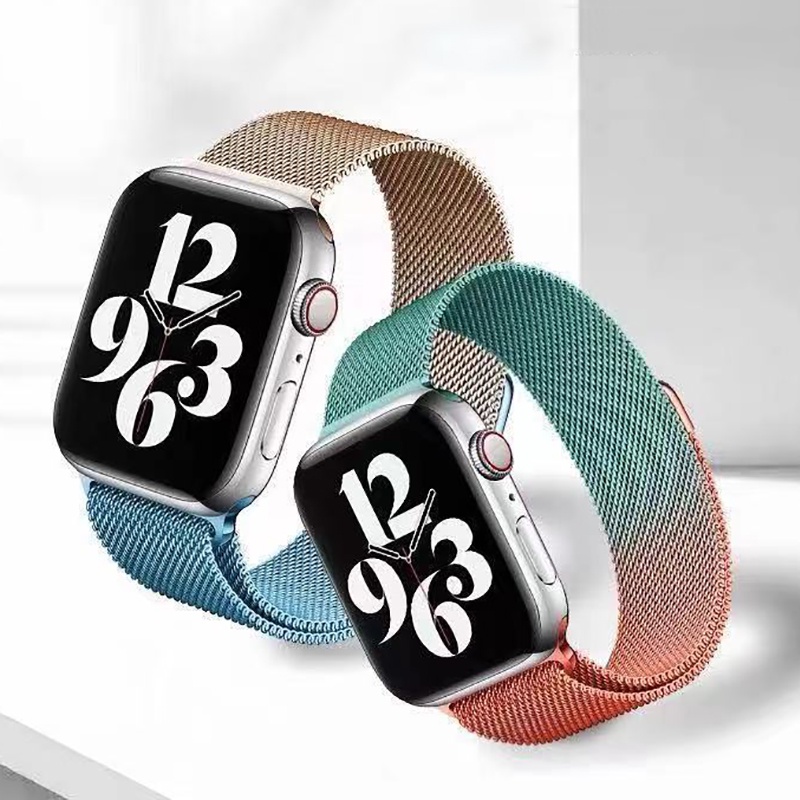 Gradient Color Milanese Watch Band For Aple Watch 8/ultra/7/6/5/4/3/2/1/SE Magnetic Stainless Steel Strap For Iwatch 38/40mm 42/44mm