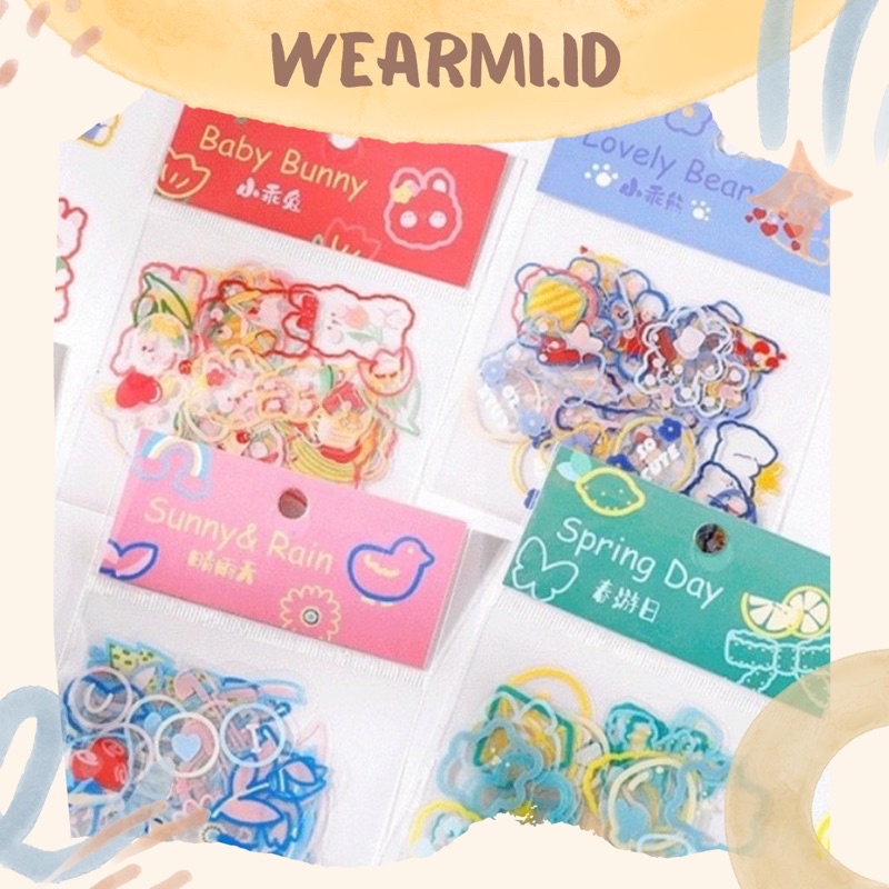 

45 pcs/ pack Sticker Tranparant Cute Caracter Aesthetic Bujo Jurnal DIY stiker