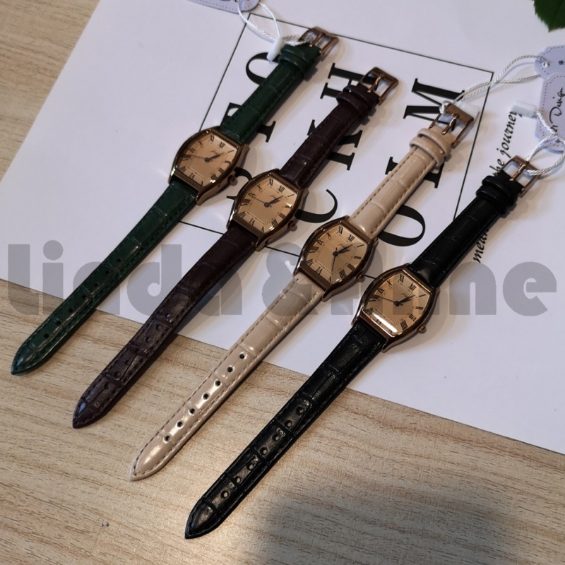 Jam Tangan Quartz Dial Kotak Kecil Casual Retro Untuk Wanita