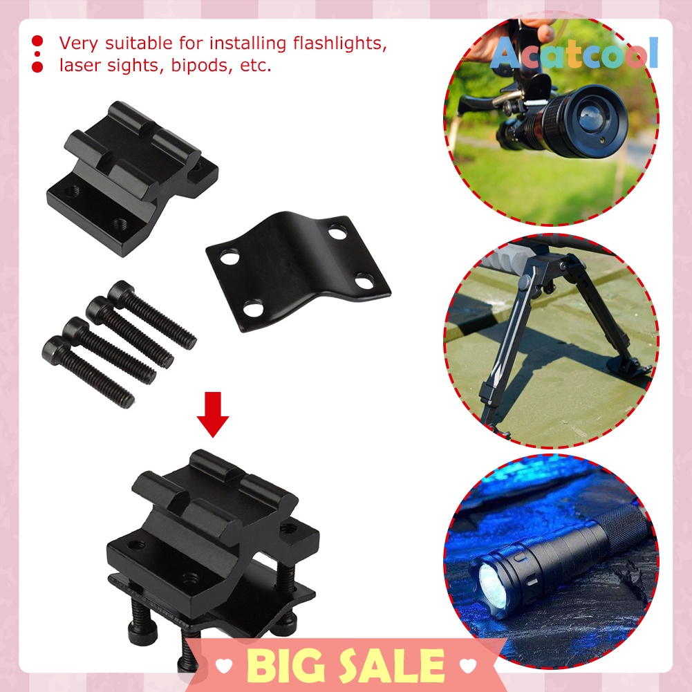 Adjustable Bipod Adapter Barrel Tube Mount Rail for Flashlight Sight Torch