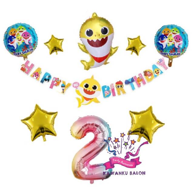 BABY SHARK BANNER CHAR SET DEKORASI BALON FOIL SHARK BALON BABY SHARK BANNER CHAR SET DEKORASI BALON FOIL SHARK BALON
