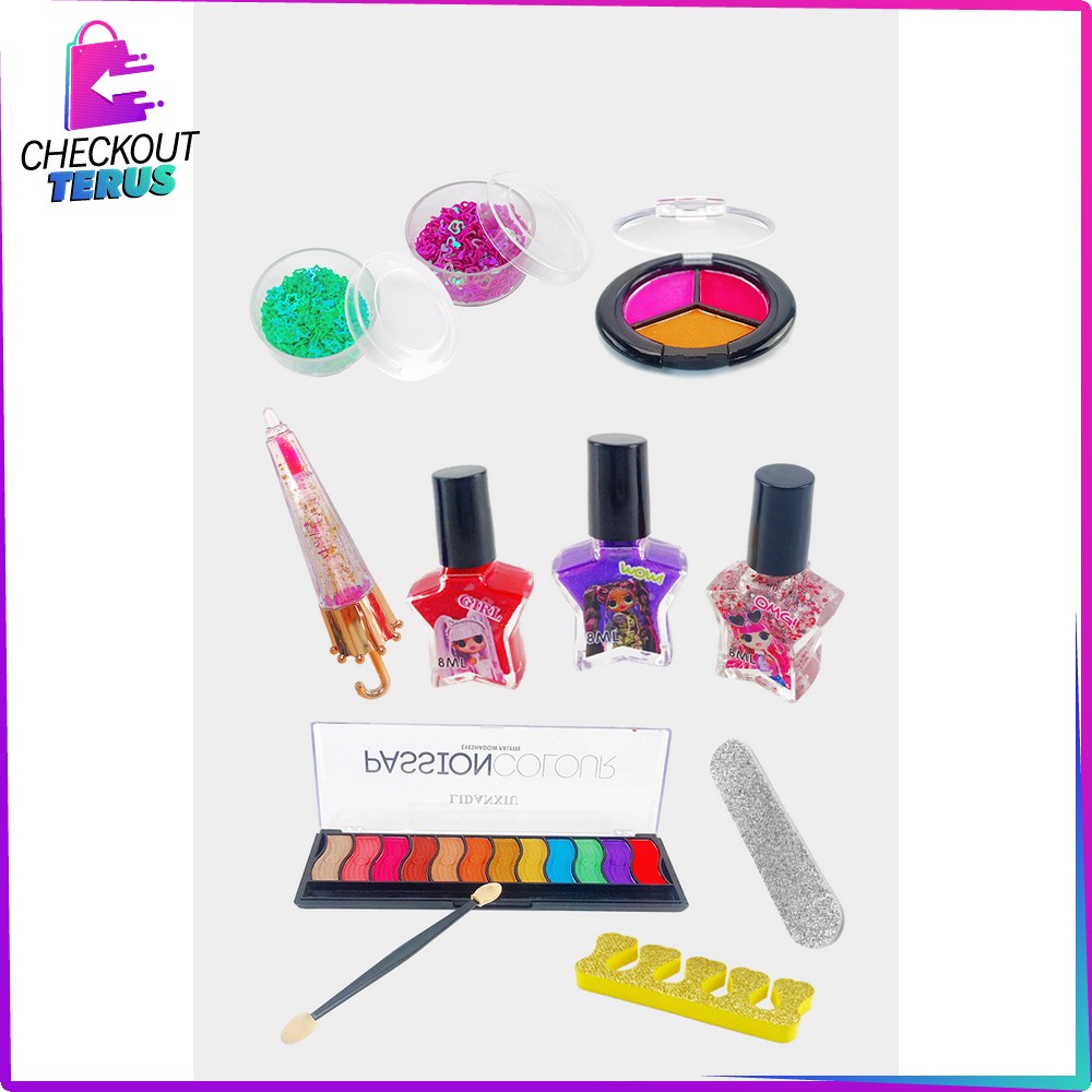 CT M98 Mainan Anak Perempuan Make Up dan Kutek Set Nail Polish Manicure Toy Mainan Pretend Play Anak Cewek Cat Kuku Rias Wajah