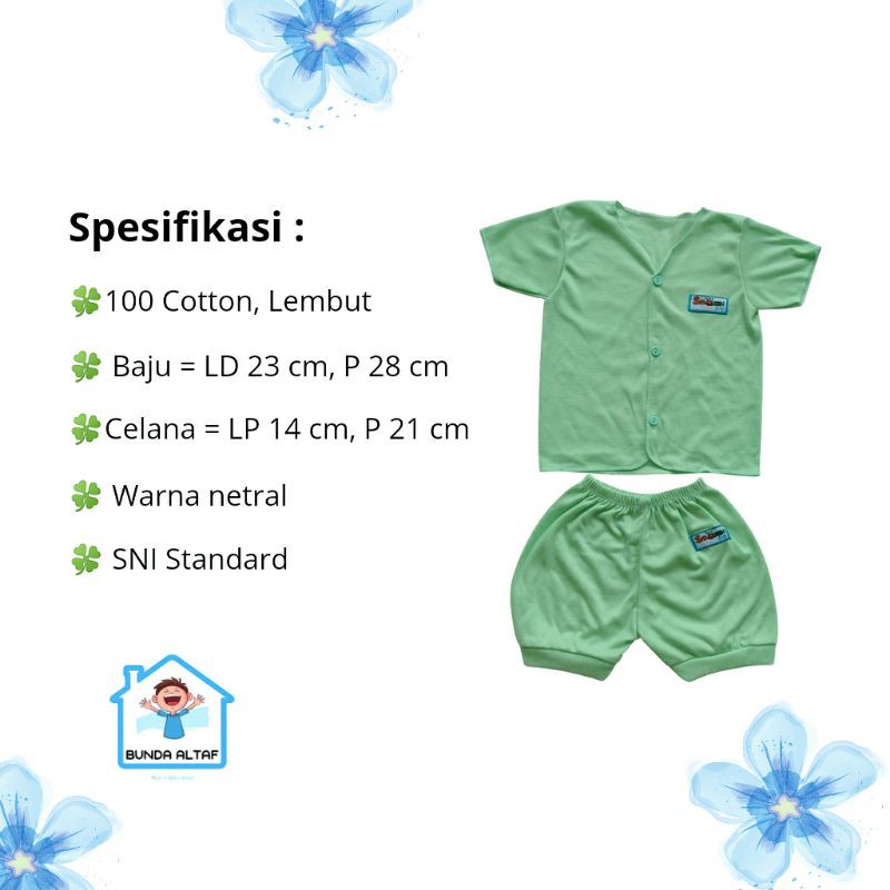 3 Set Baju Bayi Newborn SNI ( 0-3 bulan) Polos / Baju Bayi Yukensi Pendek Panjang Shaqueen / Zahdan Baby [ Bunda Altaf ]