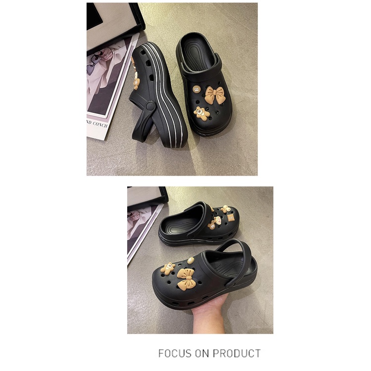 littlekiddoss SH2241 Sendal Selop Wedges Wanita Import Sandal Clog Jibblitz Jiblitz BKK Sendal Fuji Kekinian Sendal DIY EVA Sendal Baim Clog Wanita