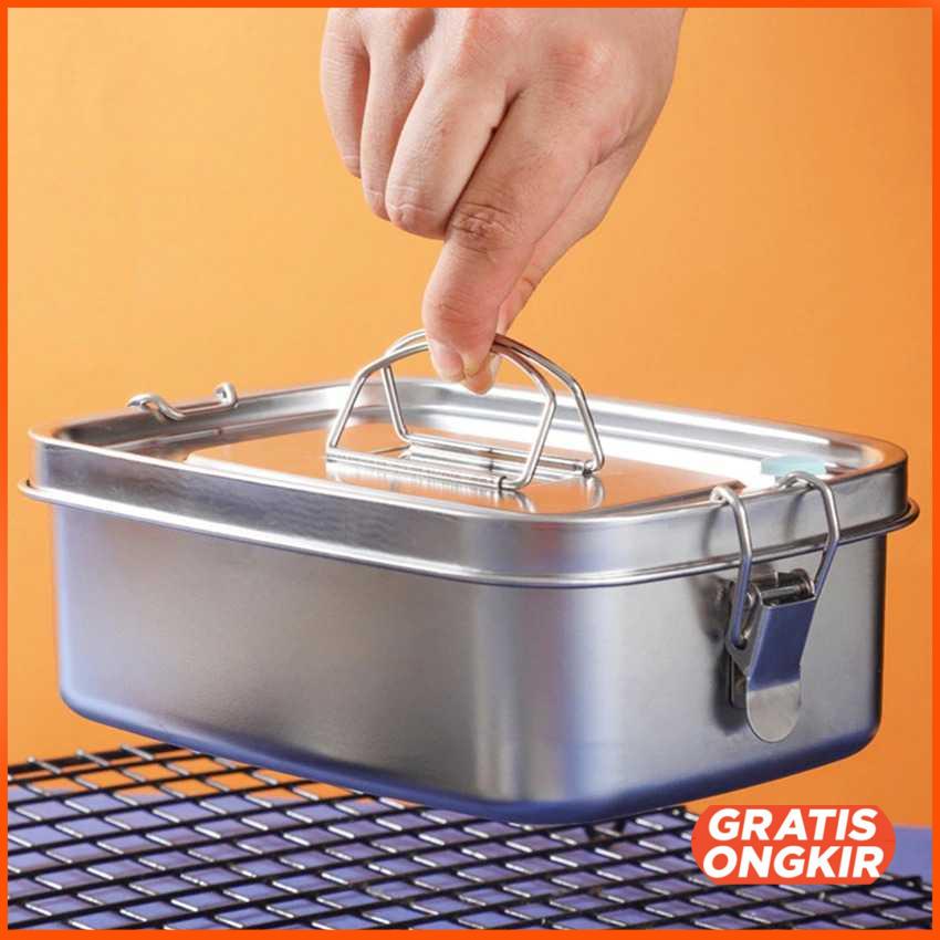 Kotak Makan Bento Lunch Box Stainless Steel - HS233 Single Compartment