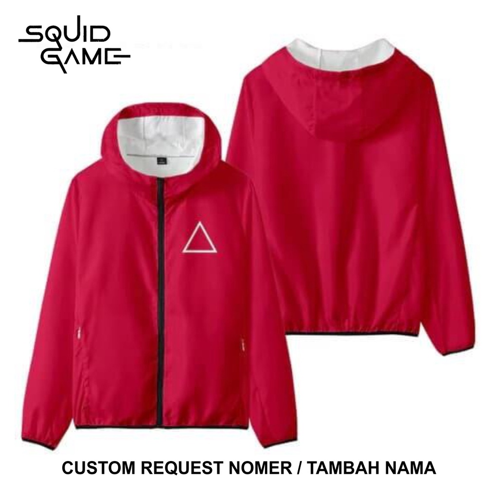 Jaket Parasut Staff SQUID GAME Jaket Korea Drama Style Korea Jacket Tebal / Free Custom Number