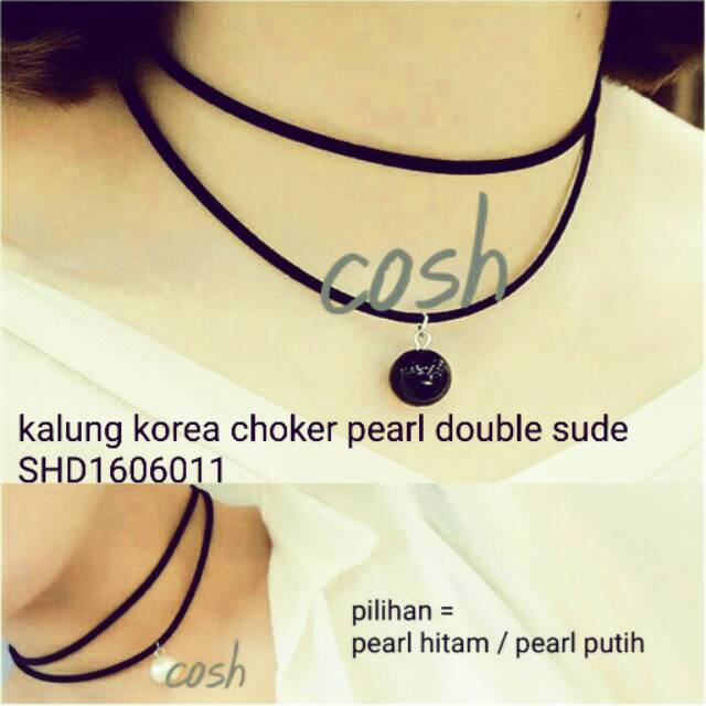 Kalung korea choker pearl double sude SHD1606011