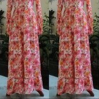 gamis jersey motif bunga