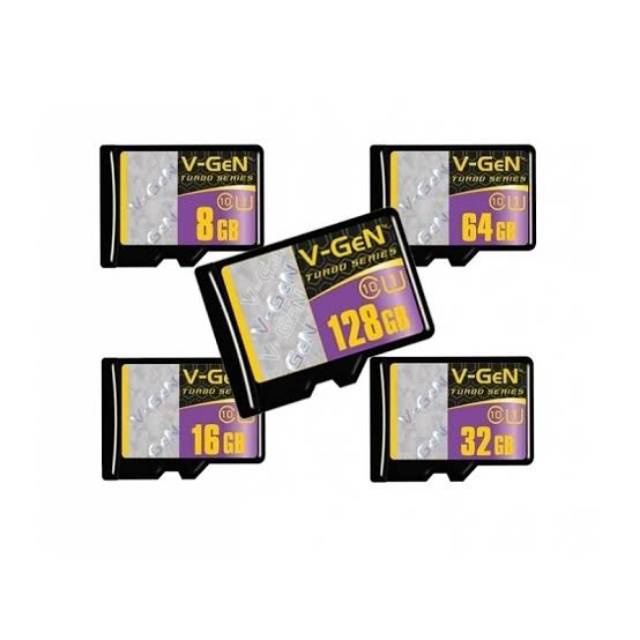 Memory Card V-GEN 128GB CLASS 10 100MBpS TURBO SERIES Memory VGEN Micro SD Card GARANSI SEUMUR HIDUP