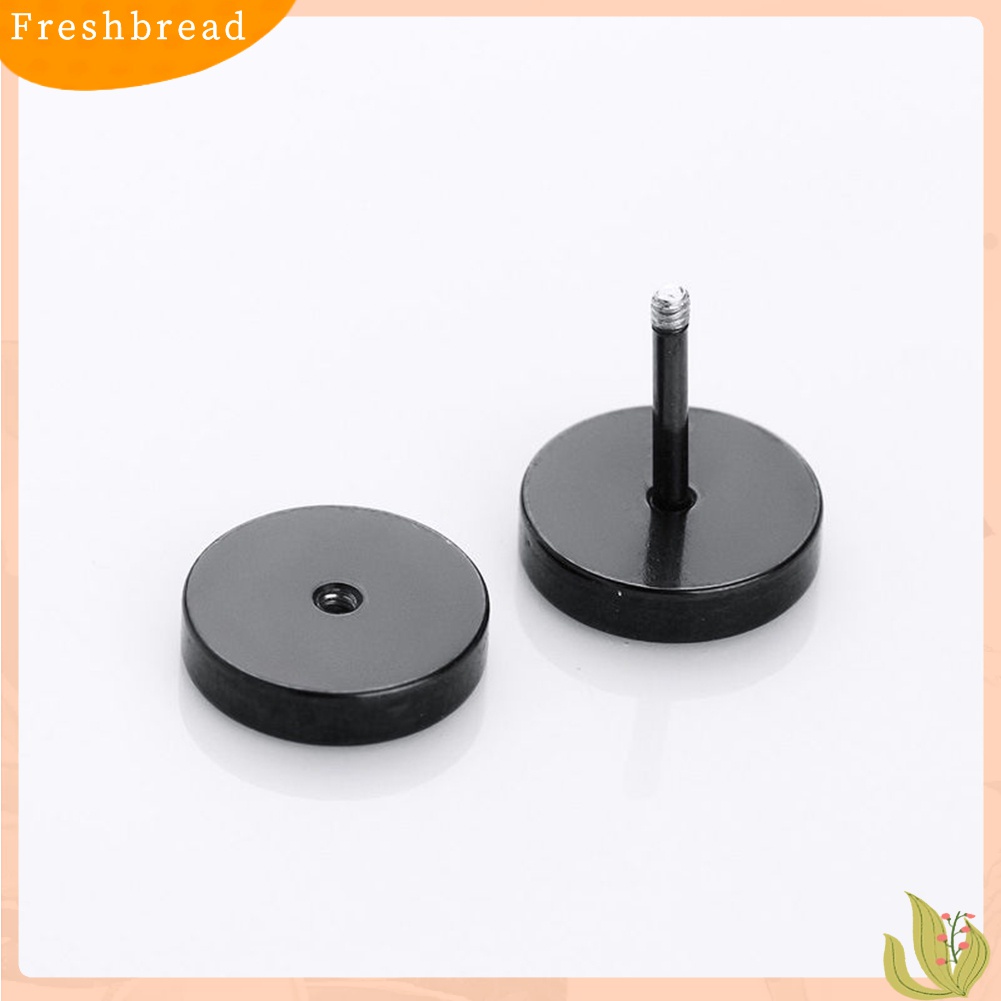 Fresh| Anting Tindik Telinga Bentuk Bulat Bahan Stainless Steel Warna Hitam Ukuran 3mm - 14mm Untuk Pria