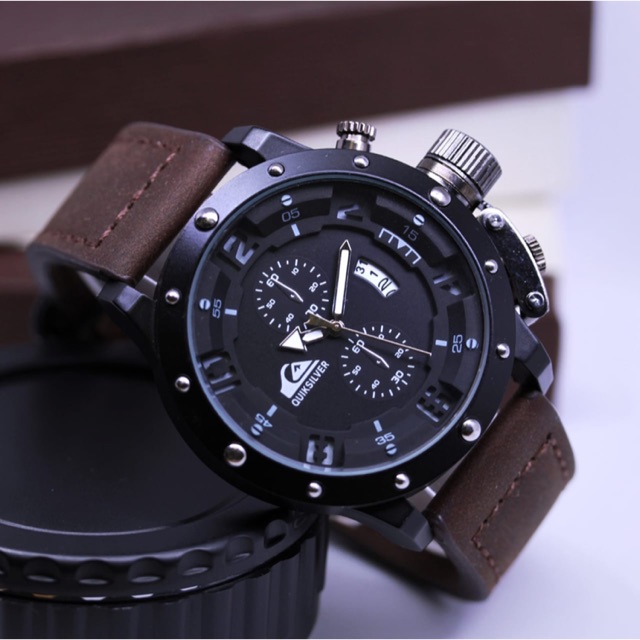 Jam tangan pria Quiksilver 6381 black coklat