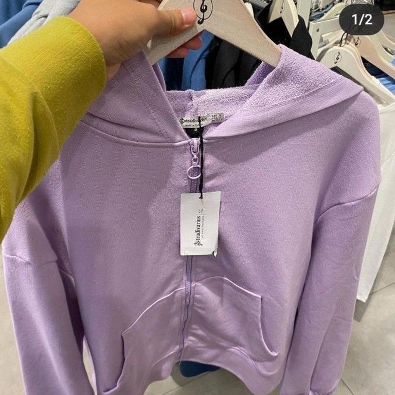 JAKET WANITA CROOP HOODIE ZIPPER LILAC - JAKET WANITABCR.28Jl22н