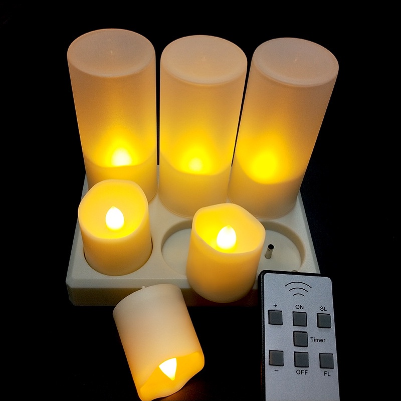 Tea Light Candle Portable Lilin Elektrik LED Rechargeable + Remote