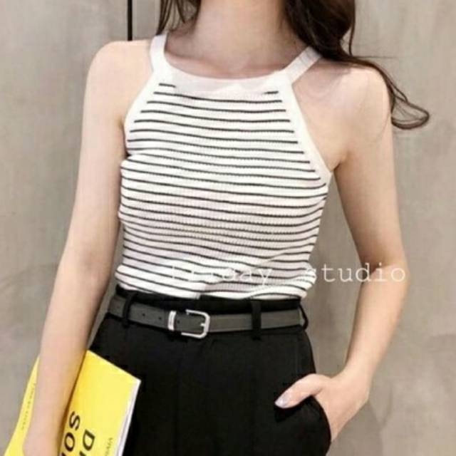 TA9 Tantop Dora Stripe Rajut TA9 / .Atasan Wanita Rajut / Tank Top Rajut Murah Polos