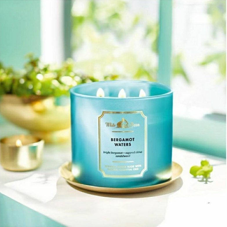 BATH &amp; BODY WORKS BBW BERGAMOT WATERS 3 WICK SCENTED CANDLE 411 G