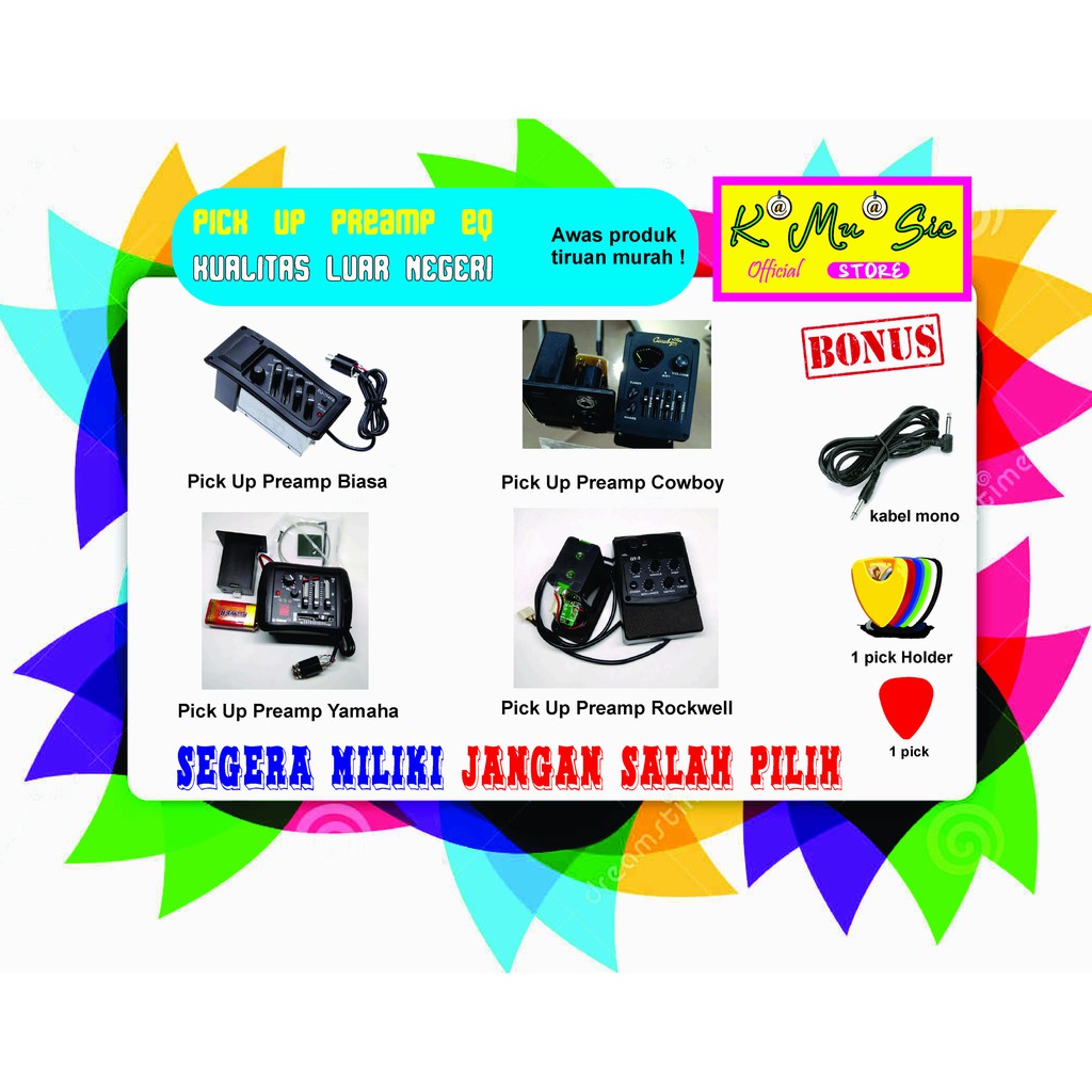 Pick up preamp equalizer gitar akustik biasa cowboy rockwell yamaha