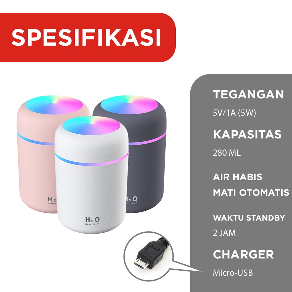 Humidifier 300ML Aromatherapy Purifier Diffuser Portable Mini USB Aroma Warna-warni Diffuser