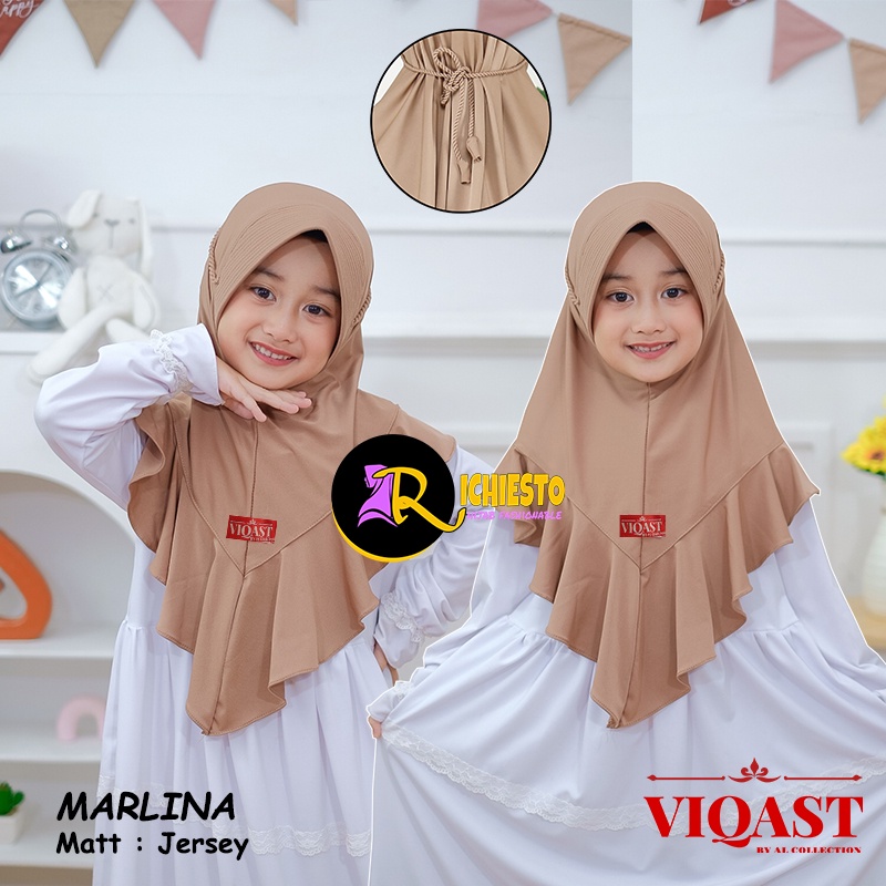 Jilbab Anak Bergo Pet Ropel MARLINA 4-8 Tahun Original Jersey Premium / Kerudung Anak Perempuan Tali Kepang/ Hijab Anak TK Tali Kepang Hijab Anak Pet Ropel (HUSNA KIDS)