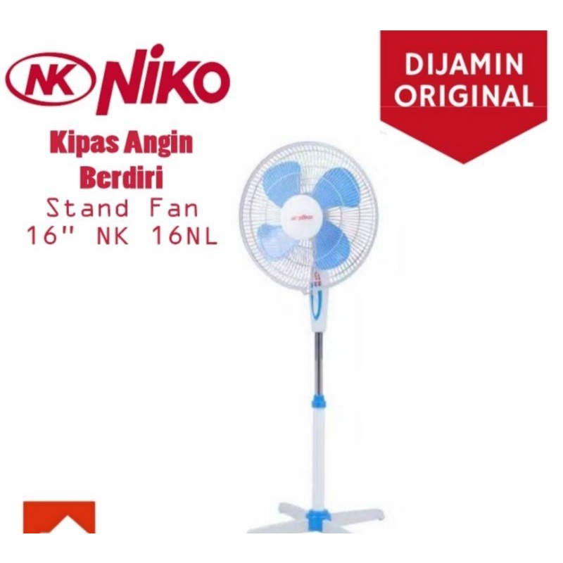 Kipas Angin 16 Stand Fan Berdiri Awet Niko Kaki Bulat Silang Inch Inchi Inci Murah ORI COD AOYAMA YA