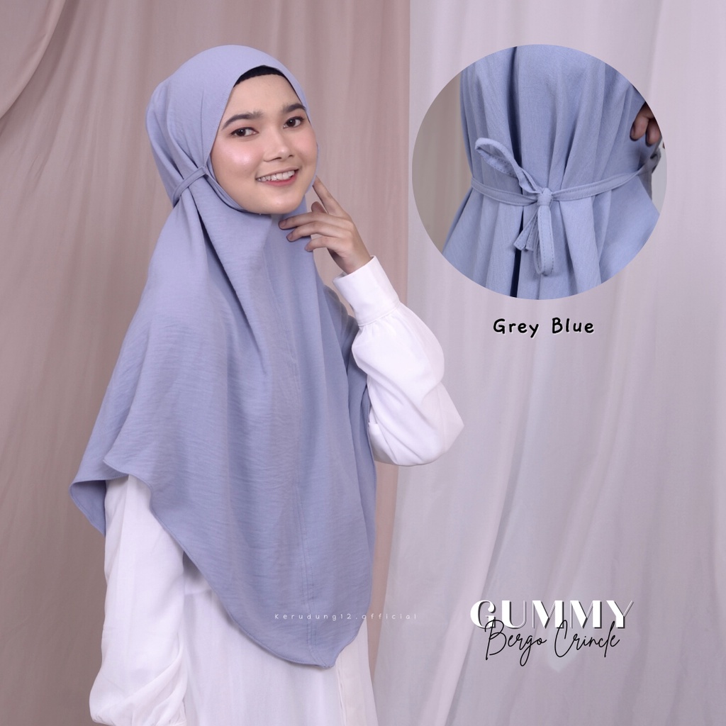Bergo Crincle/ Gummy Bergo Instan Crincle-Grey Blue