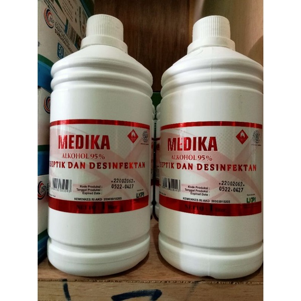 Alkohol Merah 95% Antiseptik Disenfektan Medika 1 L