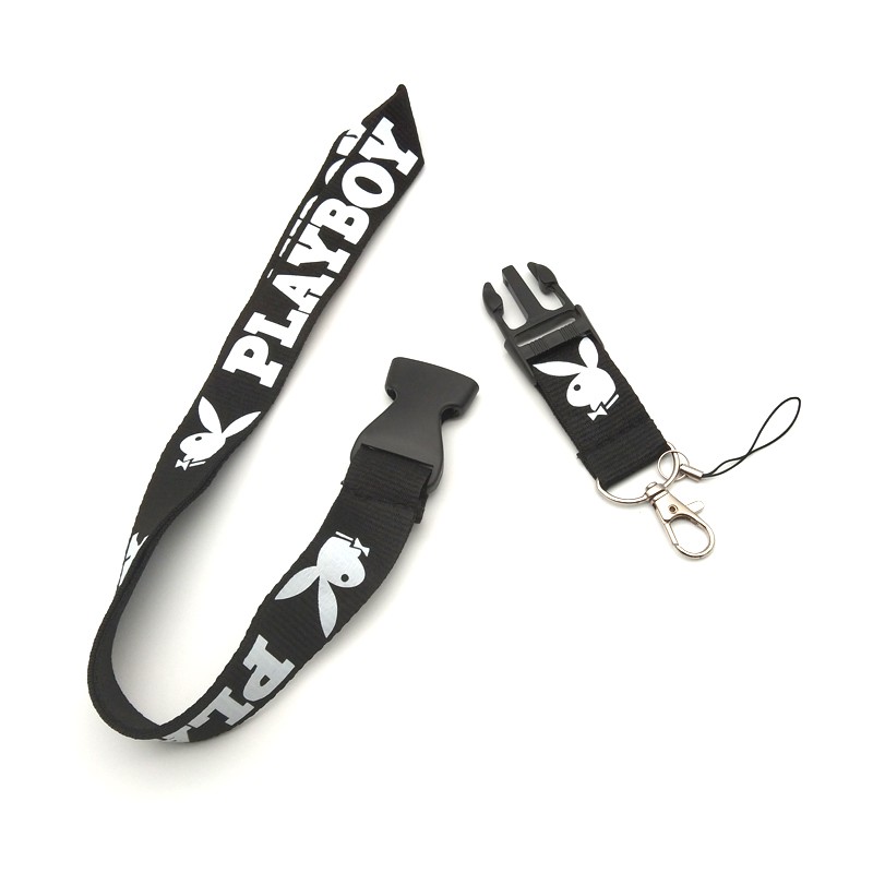 Tali Lanyard Leher Warna Hitam Dengan Klip Penjepit Untuk Case Hp Dan Kamera