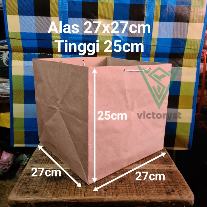 

[LUSIN] 27x27 Paper bag kantong kertas box kue ulang tahun roti makanan