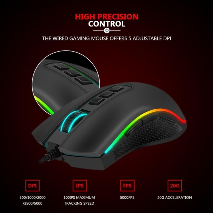 Mouse Gaming Redragon Wired USB Rgb Macro Cobra M711