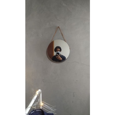 cermin tali rami cermin bulat cermin aesthetic cermin rias bundar cermin tempel dinding gantung 20cm-Tali rami
