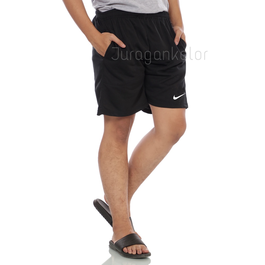 Celana Pendek Pria / Wanita Dewasa Santai Kolor Cowok / Cewek Polos Kaos Baby Terry Bordir