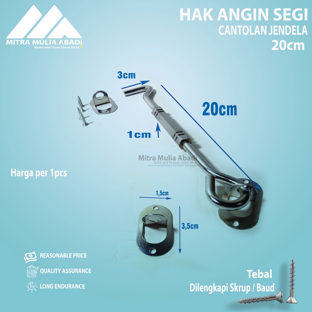 Hak Angin Hitam Lamskar Stainless l Penahan Cantolan Pengait Jendela-HITAM