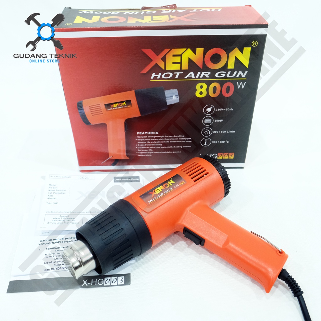 Heat Gun XENON X-HG003 / Mesin Heatgun Hot Air Gun HG003X  - Alat Pemanas Plastik HG 003 800Watt