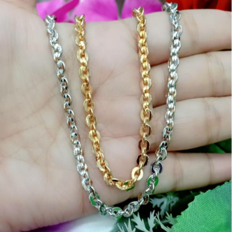 kalung titanium nori besar polos gold n silver