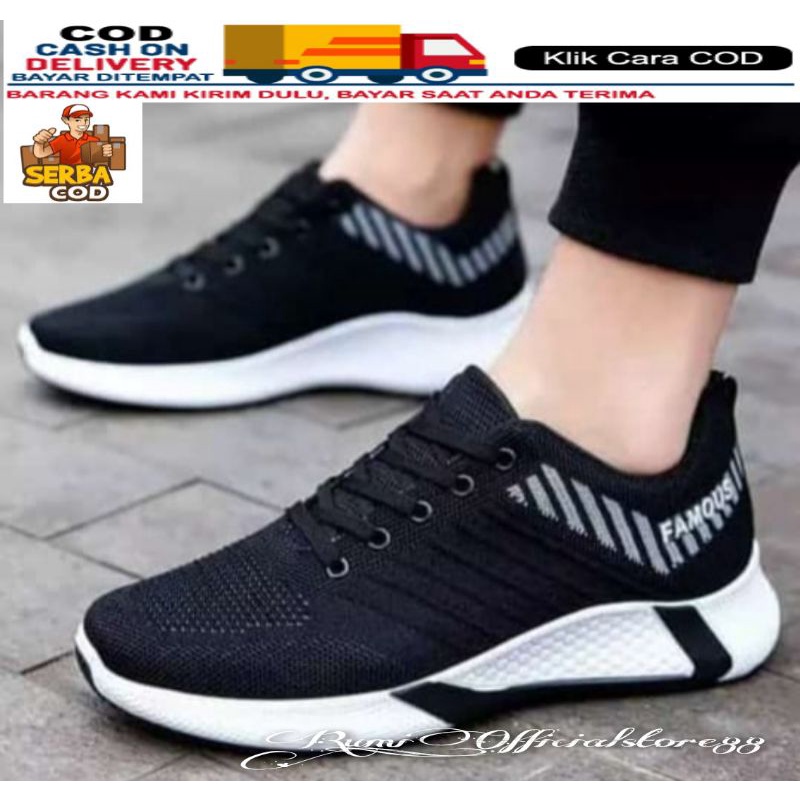 Sepatu pria fashion sneakers tali kekinian bisa Cod Famous style