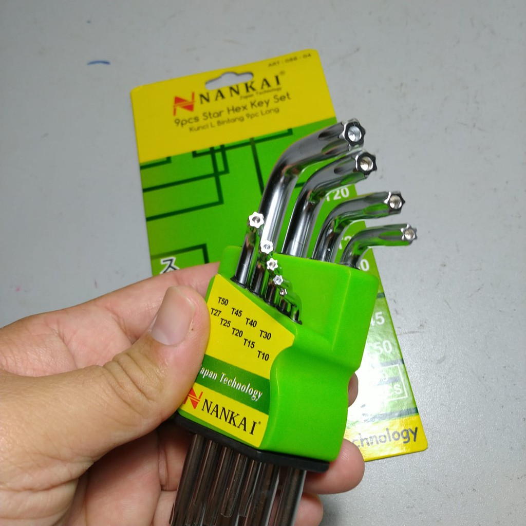 PENDEK KUNCI L BINTANG LUBANG SHORT TORX KEY SET 9 BAUT REM SEPEDA MOTOR T 10 15 20 25 27 30 40 4550-2