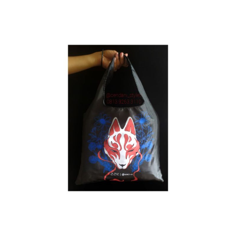 

Souvenir tas belanja lipat parasut sablon printing lucu murah