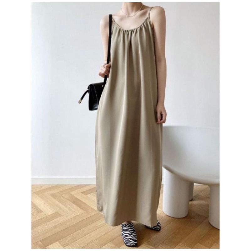 Deffia Basic inner Long / Long Dress Katun Tali Kecil Wanita Gaya Korea / Overall Tali Kecil